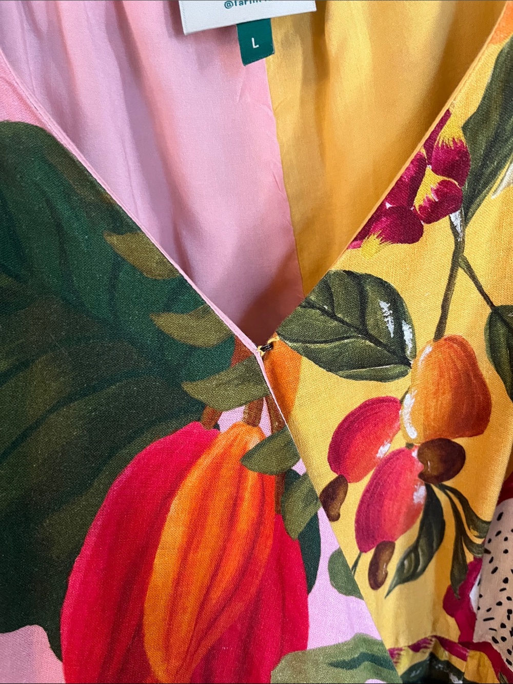 FARM RIO Tropical Mix Print Wrap Linen Maxi Dress - Multicolor L - Picture 8 of 13